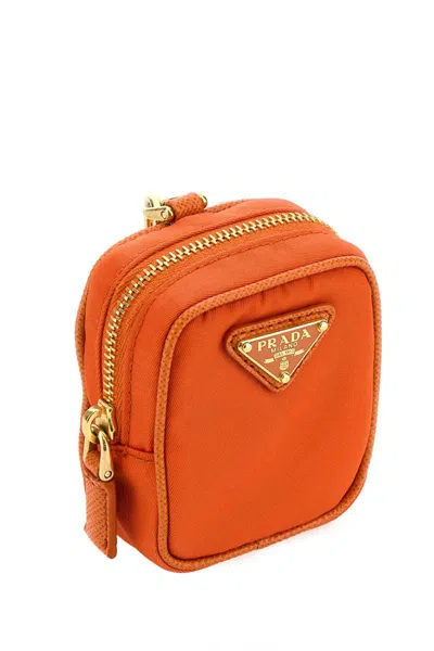 Prada Orange Re-edition 1978 Keychain In Brown