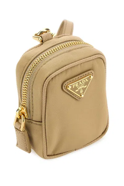 Prada Beige Re-edition 1978 Keychain In Gray