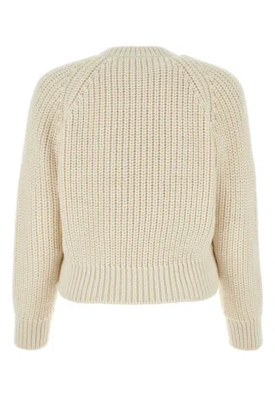 Prada Shearling And Alpaca Crew Neck Sweater In Neutral