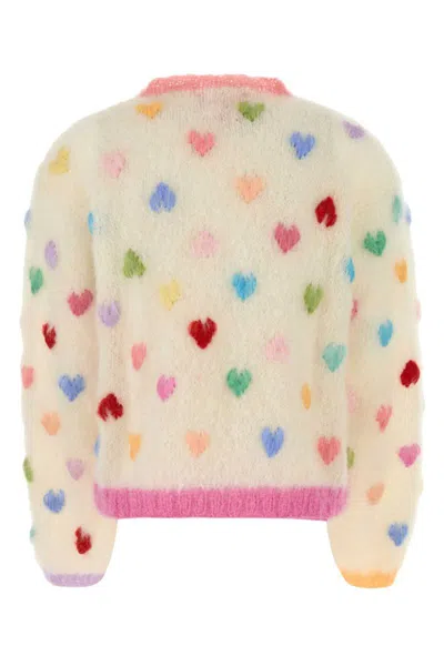Rose Carmine Embroidered Mohair Blend Sweater In Multi