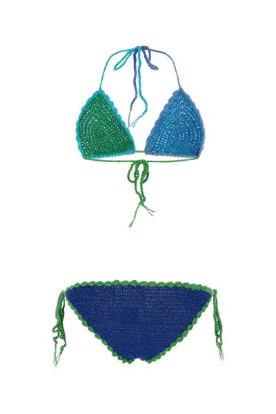 Rose Carmine Multicolor Crochet Bikini In Multi