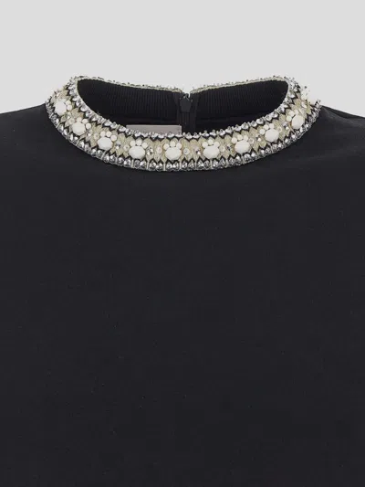Valentino Tweed Embroidered Mini Dress With Patch Pockets In Black