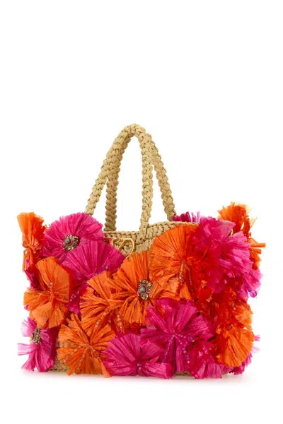 Valentino Women's Embellished Raffia Vlogo Signature Handbag | 6w2b0r23gcz Color R0v In Multi