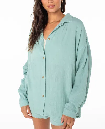 Roxy Morning Time Cotton Gauze Button-up Shirt