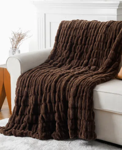 Battilo Luxurious Reversible Rabbit Faux Fur Throw, 50" X 60"
