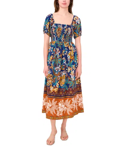 Msk Petites Mixed-print Challis Midi Dress In Multi