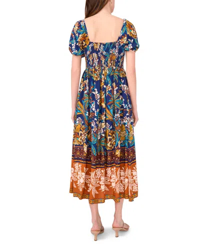 Msk Petites Mixed-print Challis Midi Dress In Multi
