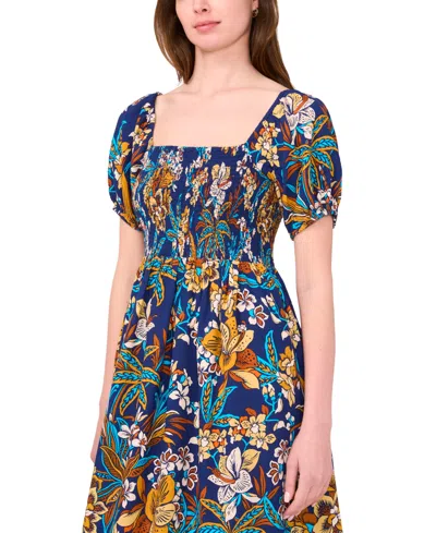 Msk Petites Mixed-print Challis Midi Dress In Multi