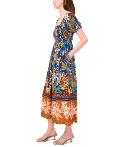 Msk Petites Mixed-print Challis Midi Dress In Multi