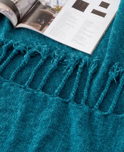 Battilo Lifestyle Chenille Throw With Fringe Tassels, 50" X 60"