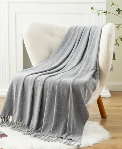 Battilo Lifestyle Chenille Throw With Fringe Tassels, 50" X 60"