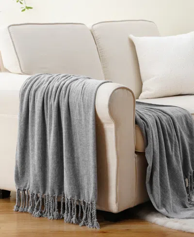 Battilo Lifestyle Chenille Throw With Fringe Tassels, 50" X 60"
