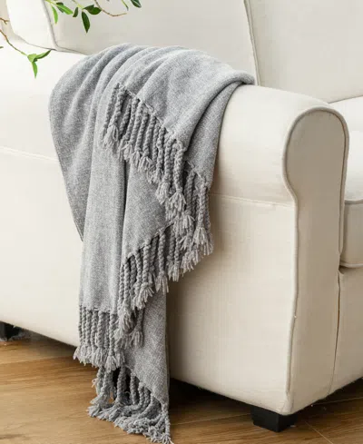 Battilo Lifestyle Chenille Throw With Fringe Tassels, 50" X 60"