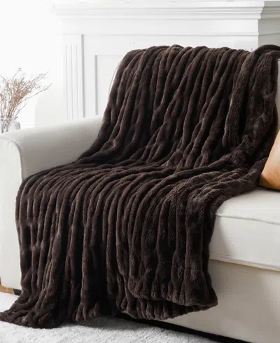 Battilo Luxurious Reversible Rabbit Faux Fur Throw, 50" X 60"