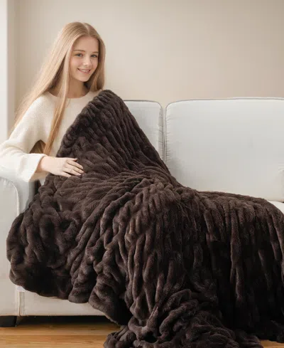 Battilo Luxurious Reversible Rabbit Faux Fur Throw, 50" X 60"
