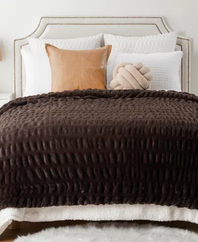 Battilo Luxurious Reversible Rabbit Faux Fur Throw, 50" X 60"