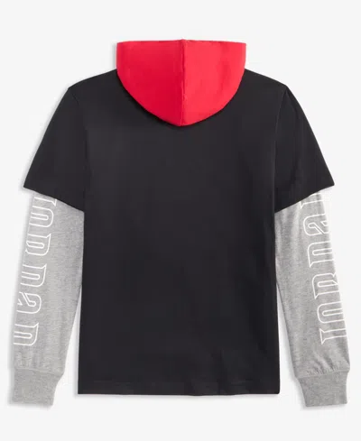 Jordan Big Boys Gametime Layered-look Hoodie In Blue
