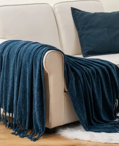Battilo Lifestyle Chenille Throw With Fringe Tassels, 50" X 60"