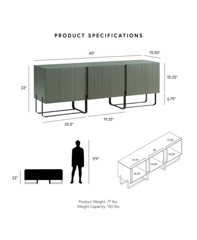 Furniture Of America 60" Mdf Milo Modern Composite Three Cabinet Tv Stand