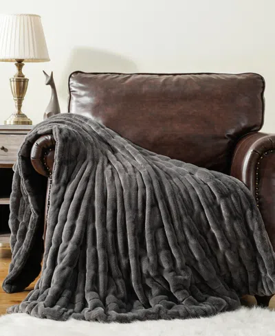 Battilo Luxurious Reversible Rabbit Faux Fur Throw, 60" X 80"