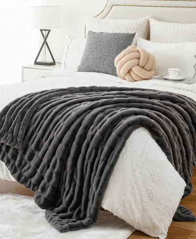 Battilo Luxurious Reversible Rabbit Faux Fur Throw, 60" X 80"