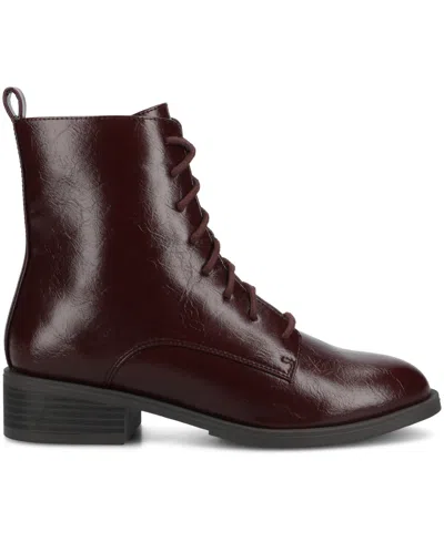 Journee Collection Women's Vienna Lace Up Stacked Heel Booties