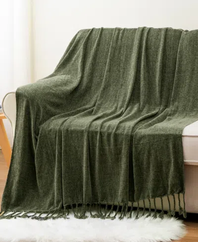 Battilo Lifestyle Chenille Throw With Fringe Tassels, 50" X 60"