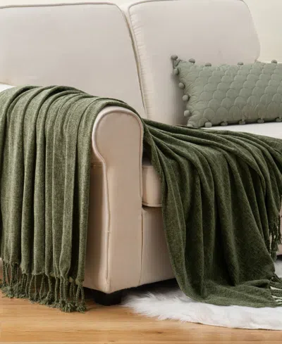 Battilo Lifestyle Chenille Throw With Fringe Tassels, 50" X 60"
