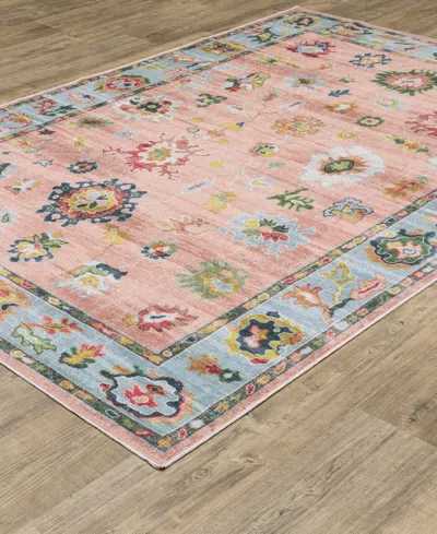 Oriental Weavers Addison Machine Washable Add01 3'3"x5' Area Rug In Pink