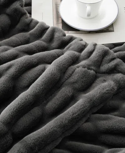 Battilo Luxurious Reversible Rabbit Faux Fur Throw, 50" X 60"