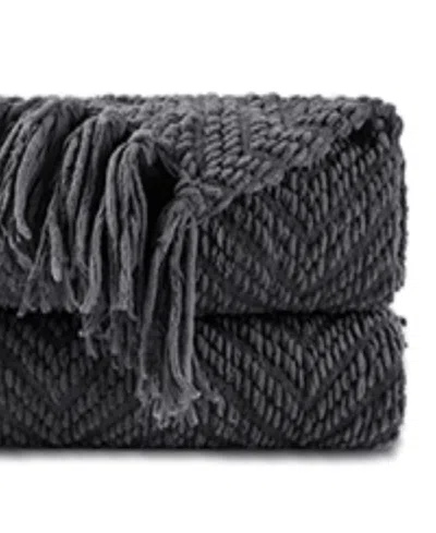 Battilo Herringbone Chenille Knit Throw, 60"x 80"