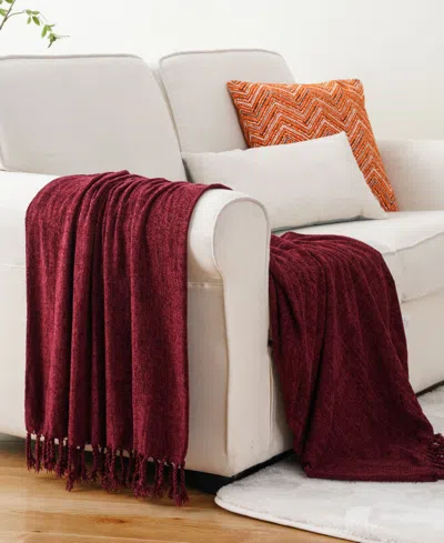 Battilo Lifestyle Chenille Throw With Fringe Tassels, 50" X 60"
