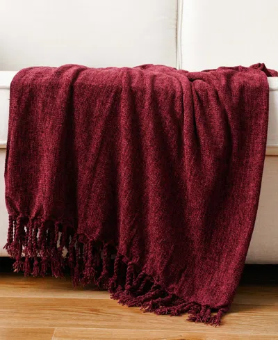 Battilo Lifestyle Chenille Throw With Fringe Tassels, 50" X 60"