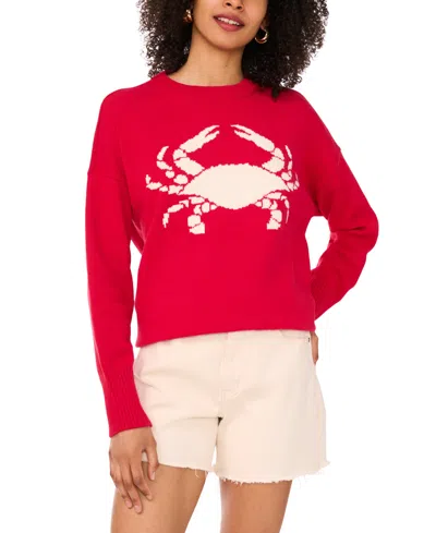 Vince Camuto Crab Crewneck Sweater In Red