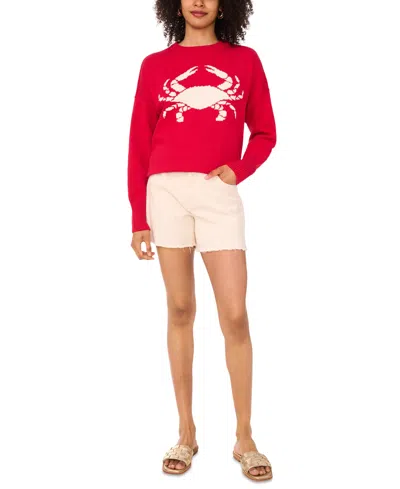 Vince Camuto Crab Crewneck Sweater In Red