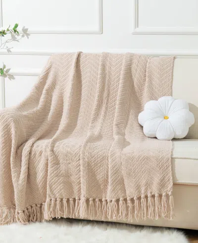 Battilo Herringbone Chenille Knit Throw, 60"x 80"