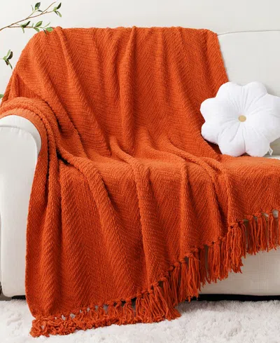 Battilo Herringbone Chenille Knit Throw, 60"x 80"