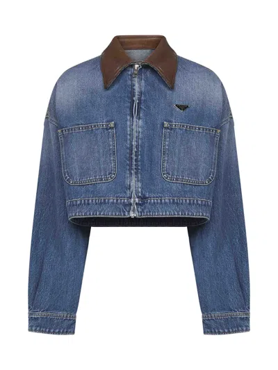 Prada Denim Light Blue Denim Cropped Blouson