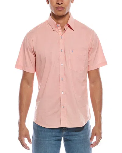 Tailorbyrd Signature Micro Gingham Shirt In Pink