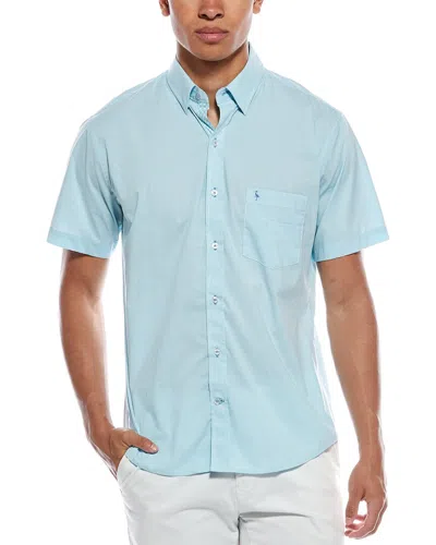Tailorbyrd Signature Micro Gingham Shirt In Blue