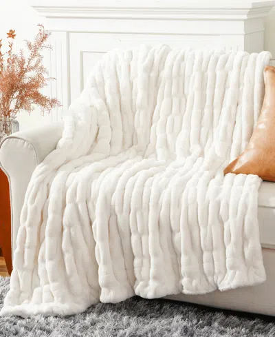 Battilo Luxurious Reversible Rabbit Faux Fur Throw, 50" X 60"