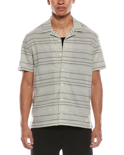 Scotch & Soda Texture Camp Shirt In Gray