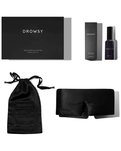 Drowsy 22 Momme Silk Deep Sleep Collection In Black