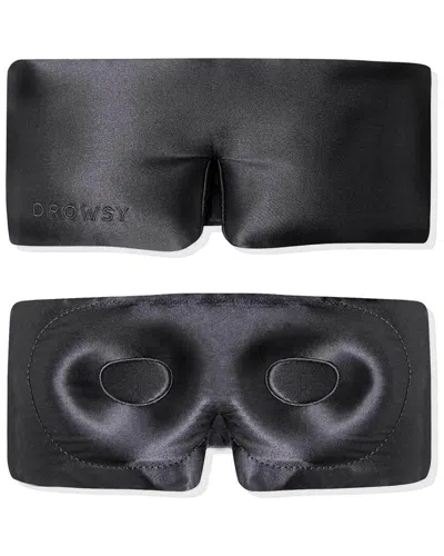 Drowsy 22 Momme Silk Eyelash Protecting Sleep Mask In Black