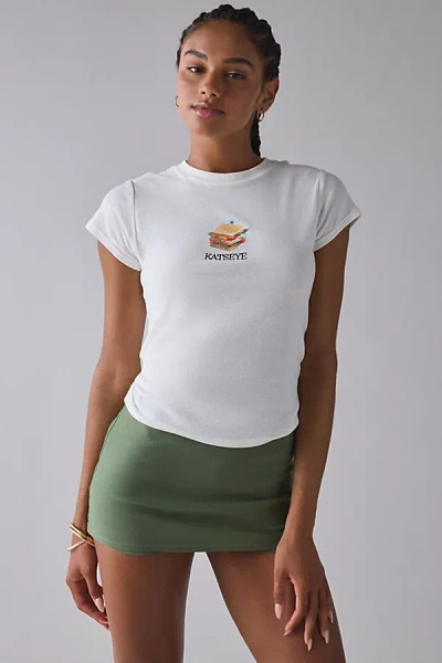 Urban Outfitters Katseye Uo Exclusive Gnarly Sandwich Graphic Short Sleeve Spill The Tee In White, Women's At Urban O
