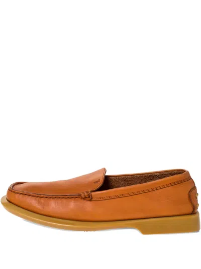 Pre-owned Tod's Vintage Leather Loafers In Orange