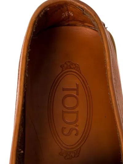 Pre-owned Tod's Vintage Leather Loafers In Orange