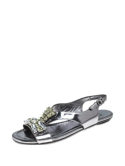 Pre-owned Jimmy Choo Crystal-embellished Sandals In Silver