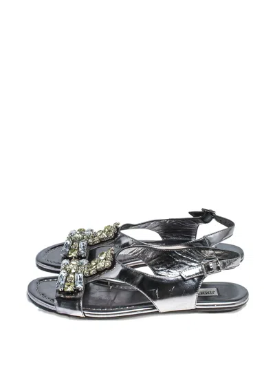 Pre-owned Jimmy Choo Crystal-embellished Sandals In Silver