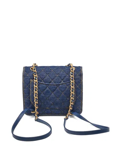 Pre-owned Chanel Double You Cc Flap Backpack In Blue